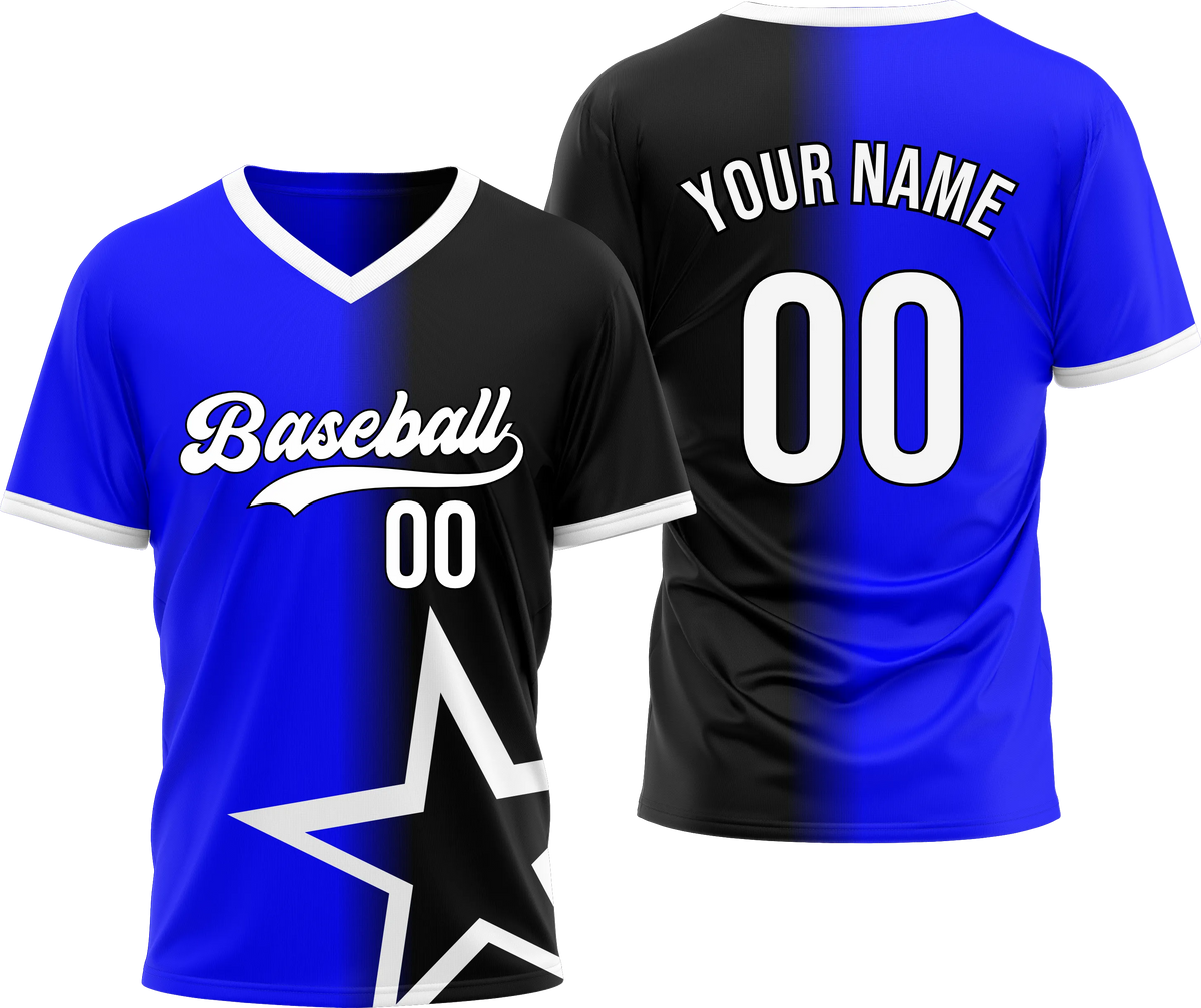 Custom Star Divide Gradient Baseball Aqua Sports Jersey Personalized Uniform with Name & Number