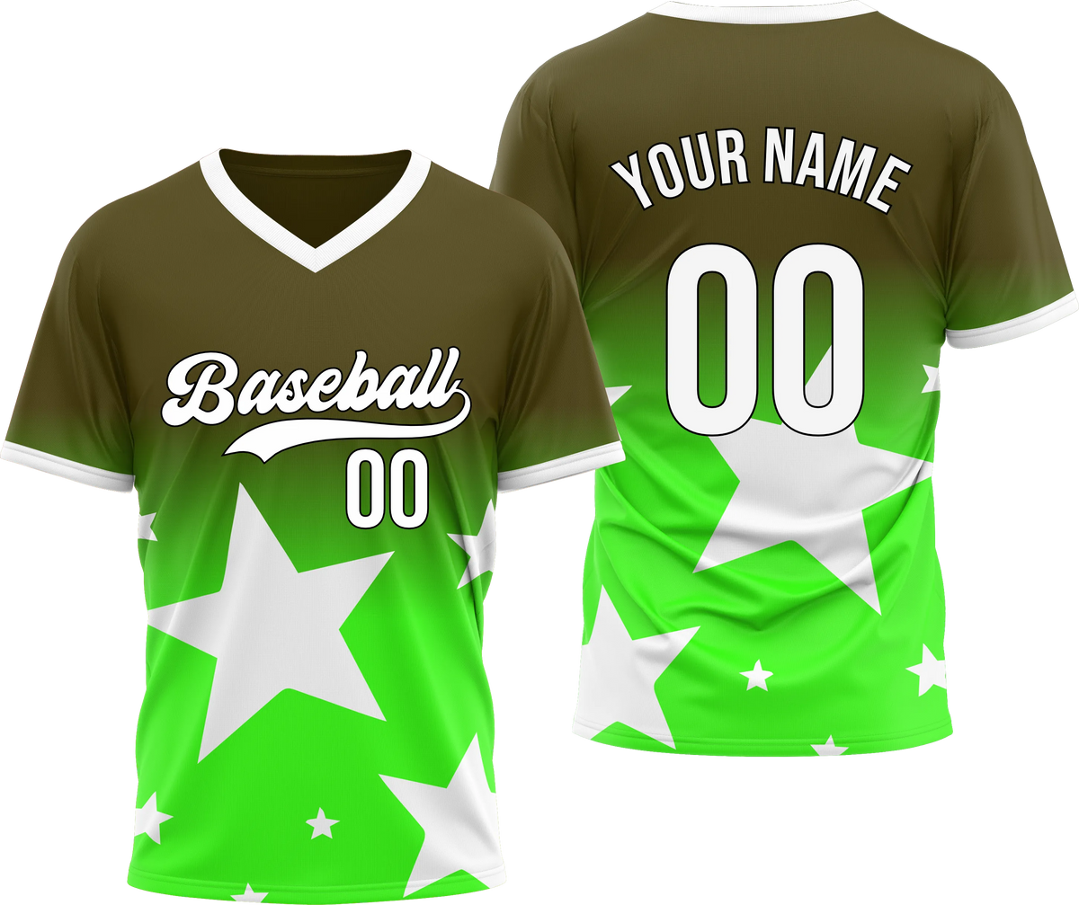 Custom Split Star Gradient Baseball Aqua Sports Jersey Personalized Uniform with Name & Number