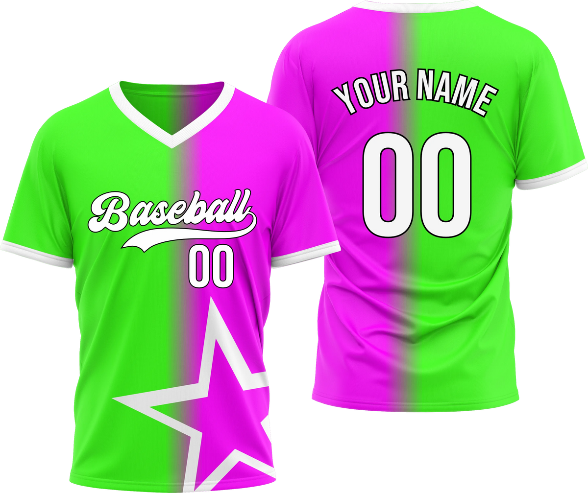 Custom Star Divide Gradient Baseball Aqua Sports Jersey Personalized Uniform with Name & Number