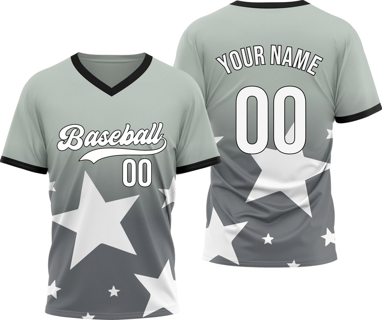 Custom Split Star Gradient Baseball Aqua Sports Jersey Personalized Uniform with Name & Number