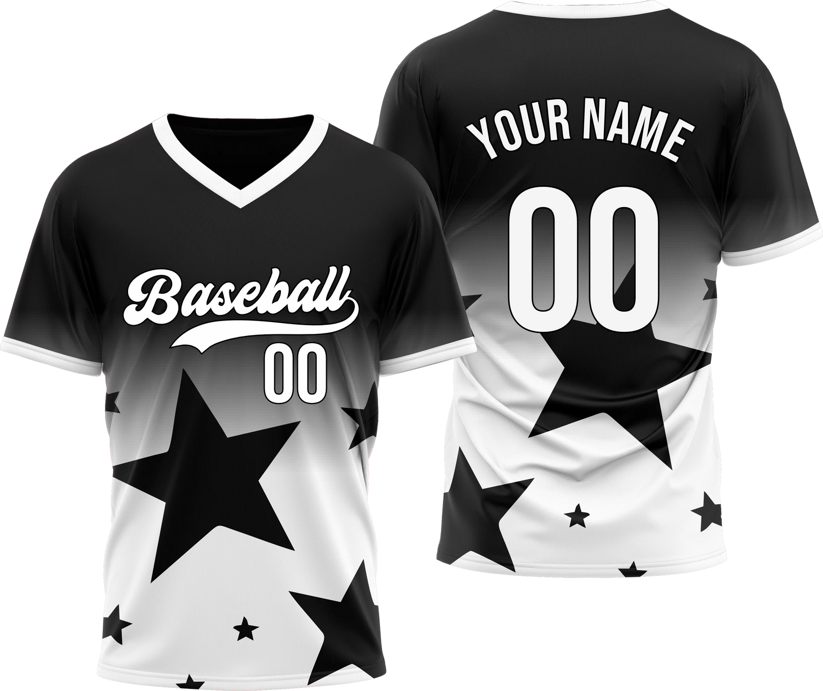 Custom Split Star Gradient Baseball Aqua Sports Jersey Personalized Uniform with Name & Number