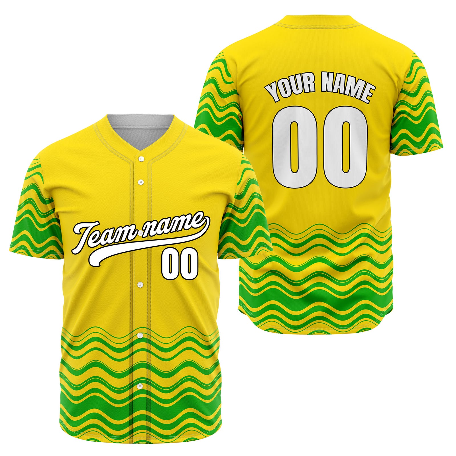 Custom Orange Baseball Wave Sports Jersey Personalized Uniform with Name & Number