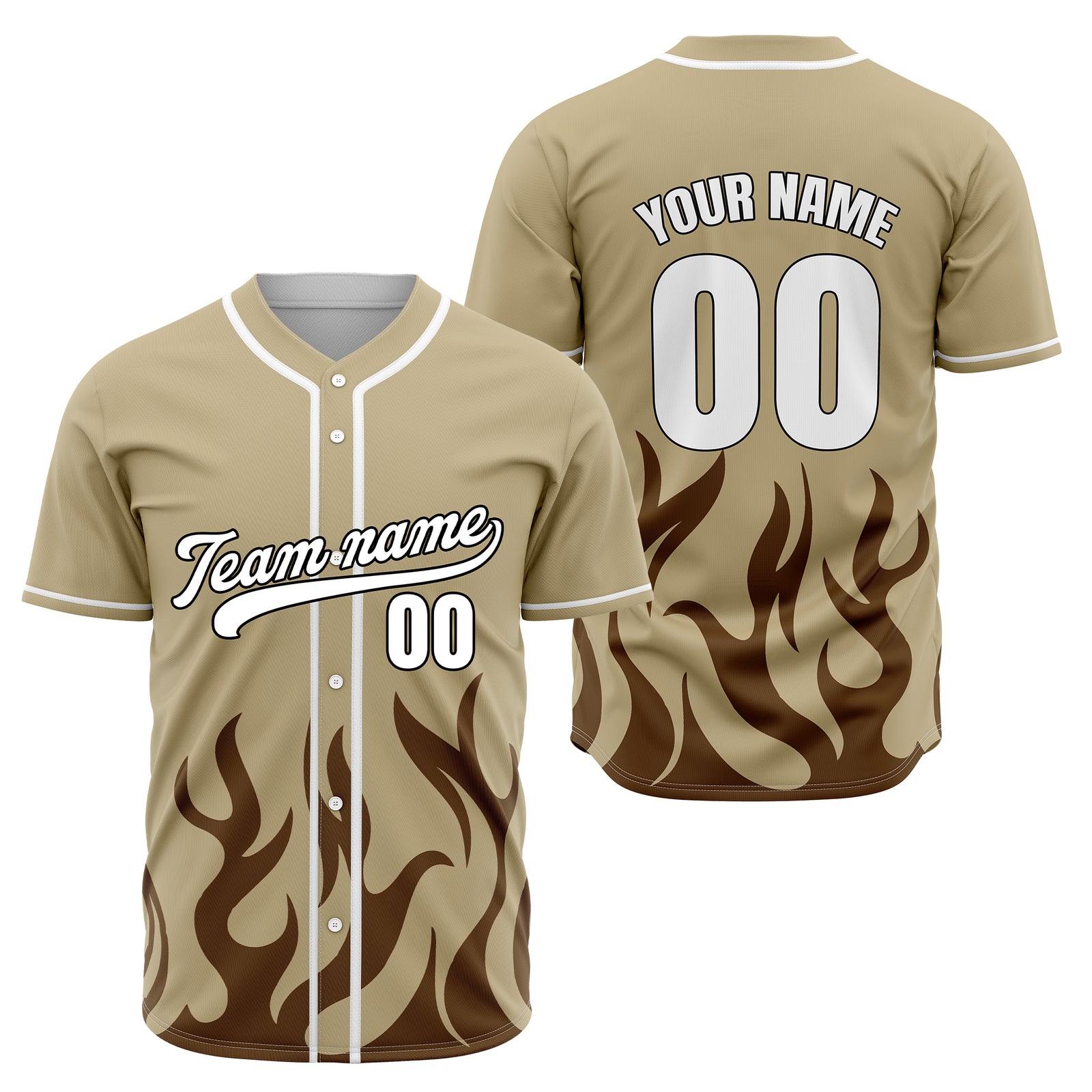 Custom Burnout Khaki Baseball Sports Jersey Personalized Uniform with Name & Number