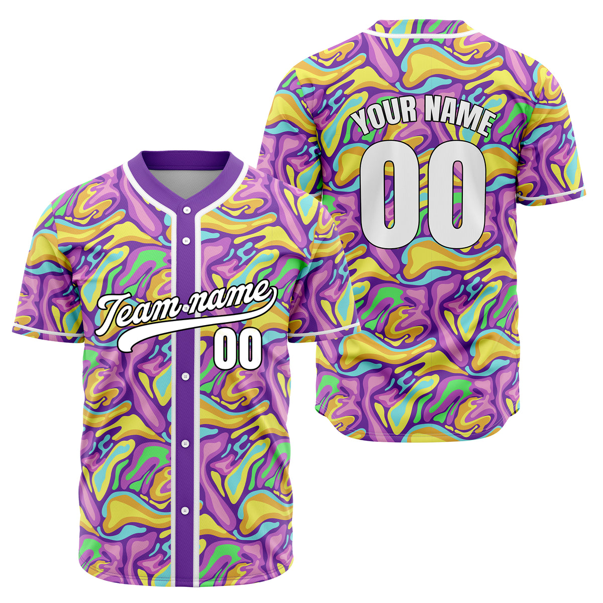 Custom Graffiti Baseball Purple Sports Jersey Personalized Uniform with Name &amp; Number