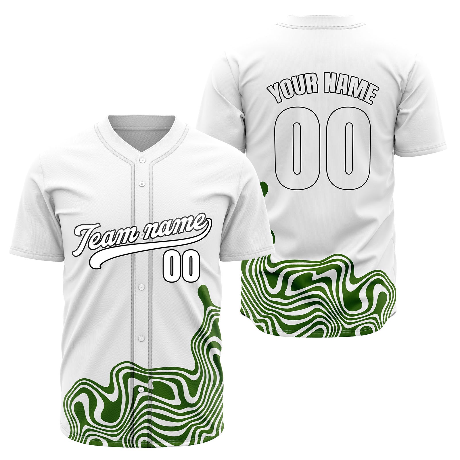 Custom White Baseball Wave Sports Jersey Personalized Uniform with Name & Number