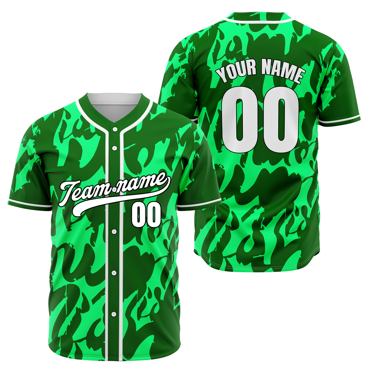 Custom Graffiti Sox Green Baseball Sports Jersey Personalized Uniform with Name &amp; Number
