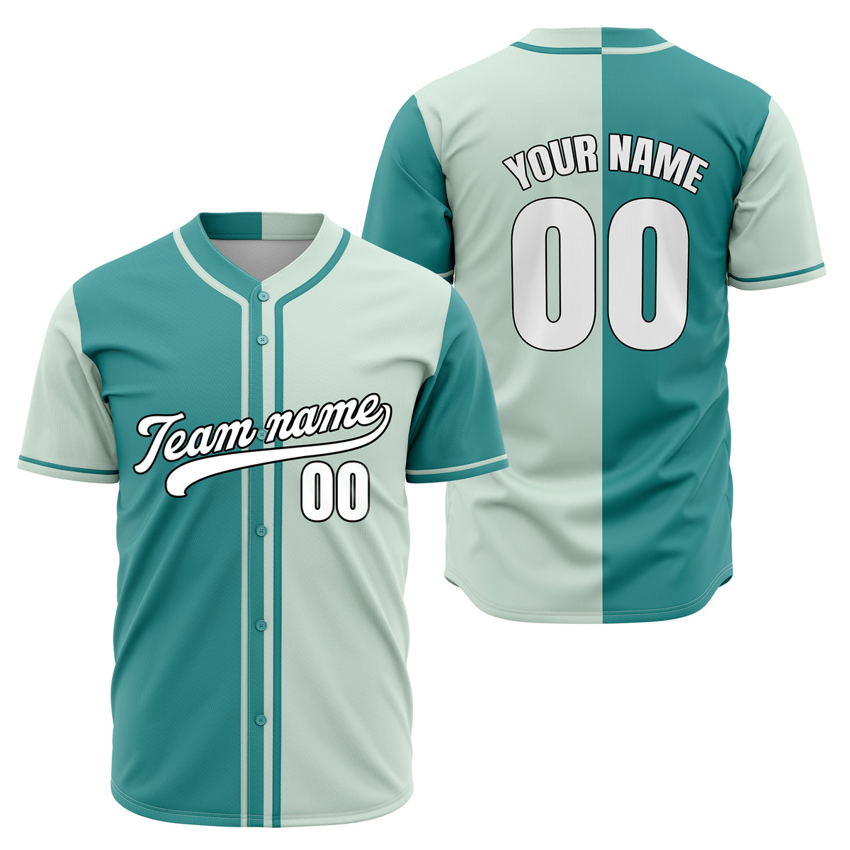Custom Split Baseball Teal Sports Jersey Personalized Uniform with Name &amp; Number
