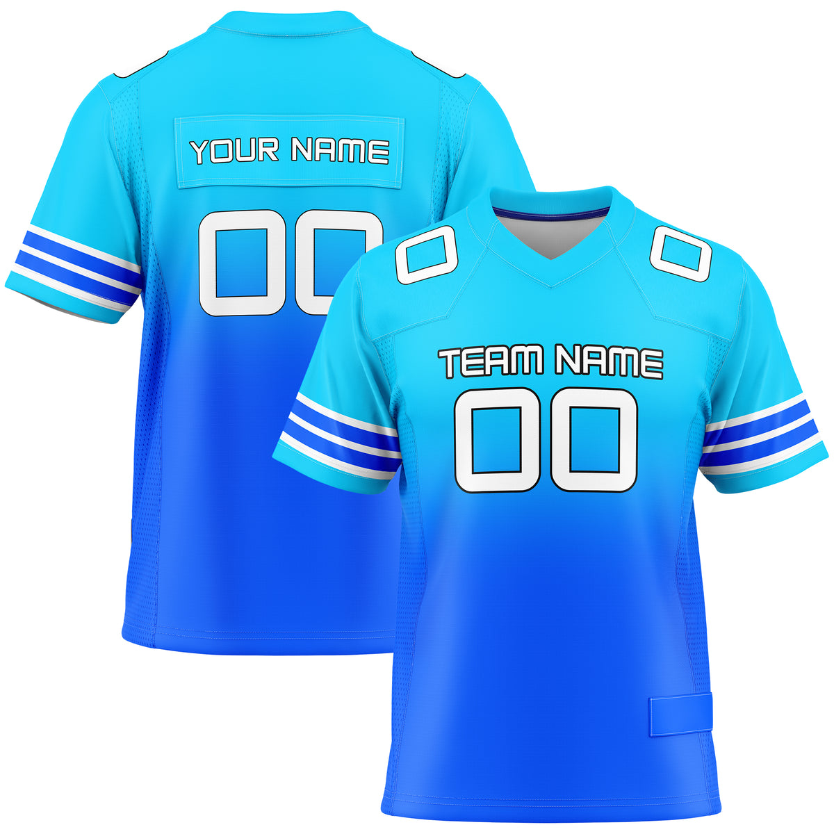 Custom Aqua Gradient  Flag Football Jersey