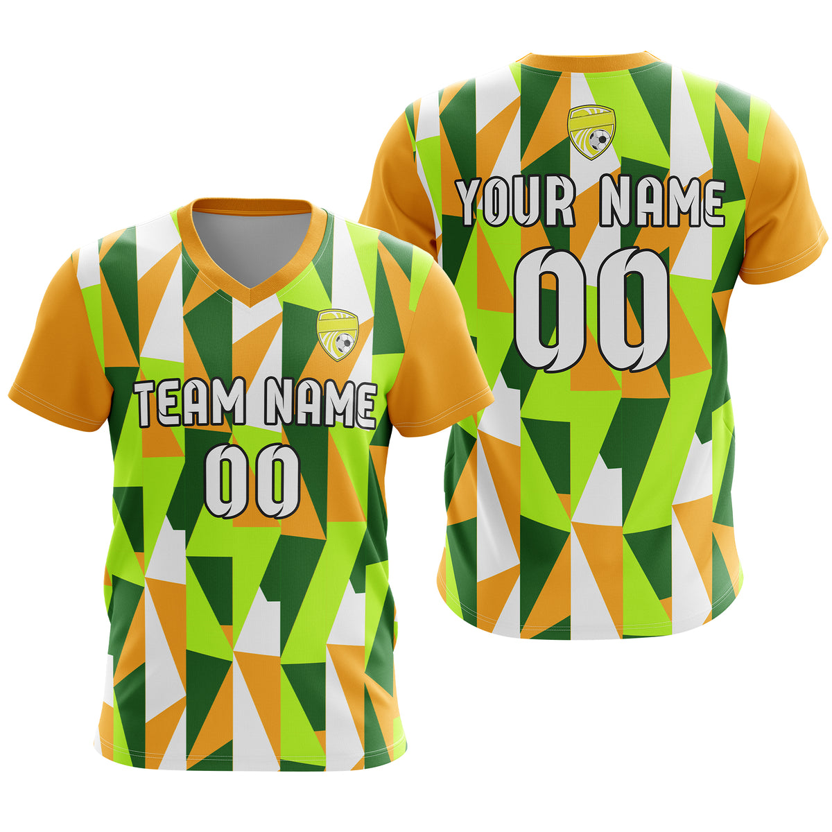 Custom Crystal V-Full Pattern Soccer White Sport Tops Jersey