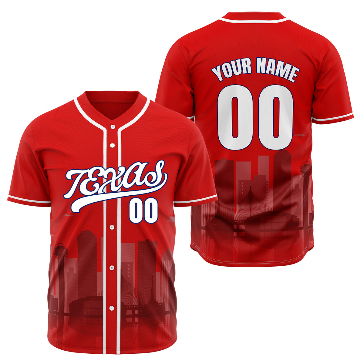 Custom City Lights Red Baseball Sports Jersey Personalized Uniform with Name &amp; Number