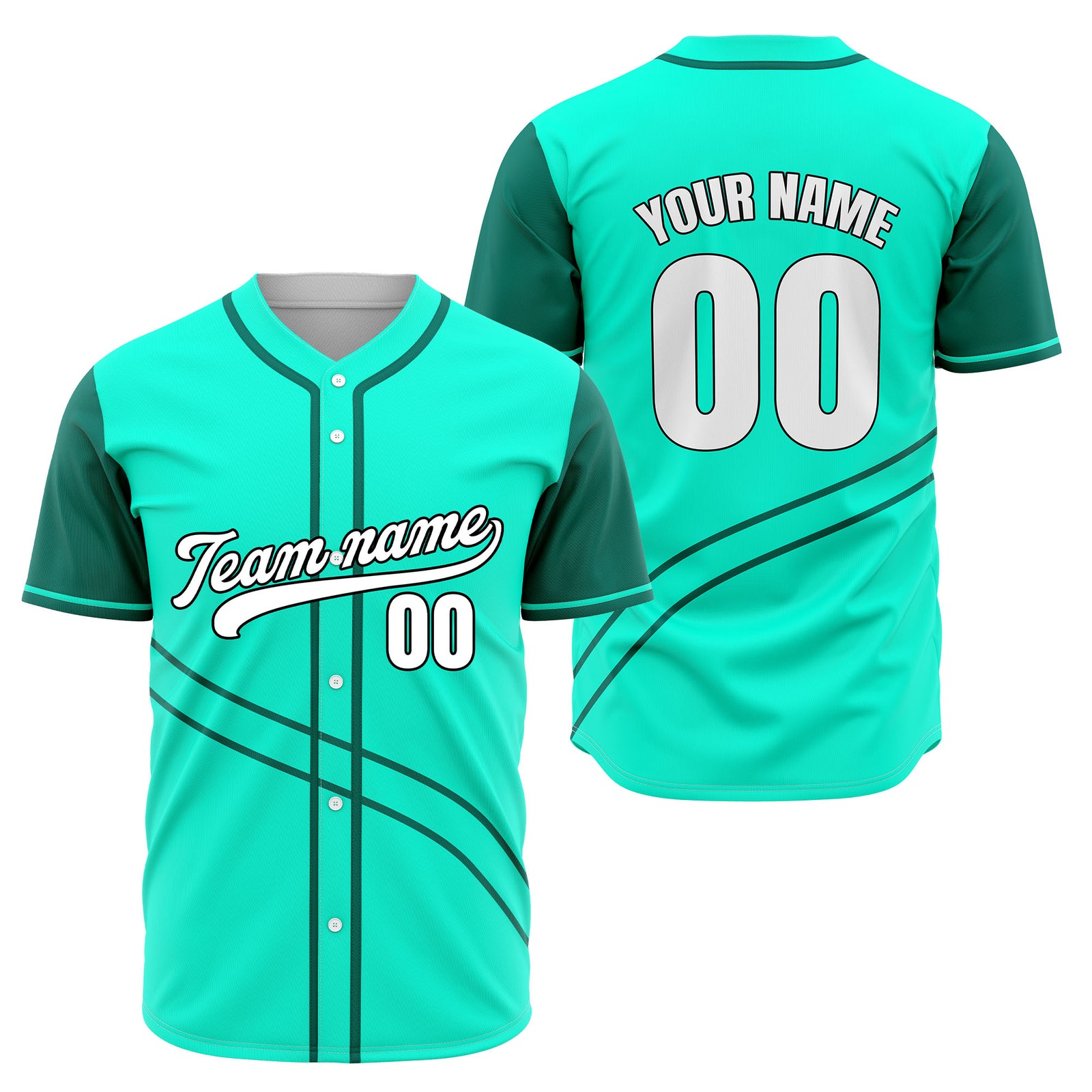 Custom Swift Aqua Raglan Style Baseball Sports Jersey Personalized Uniform with Name & Number