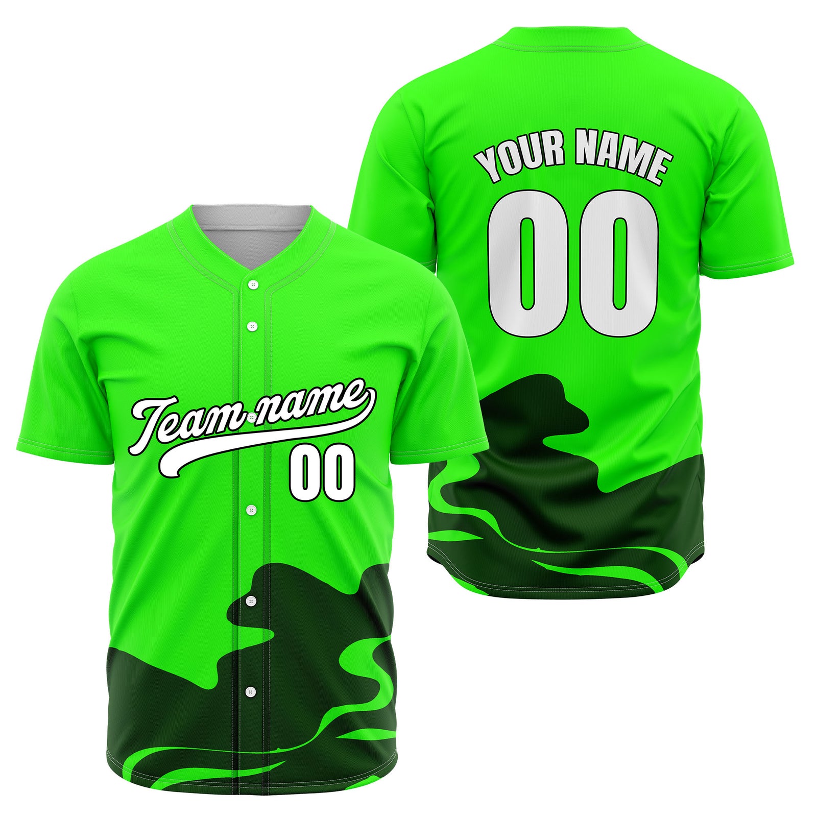 Custom Neon Green Baseball Wave Sports Jersey Personalized Uniform with Name & Number