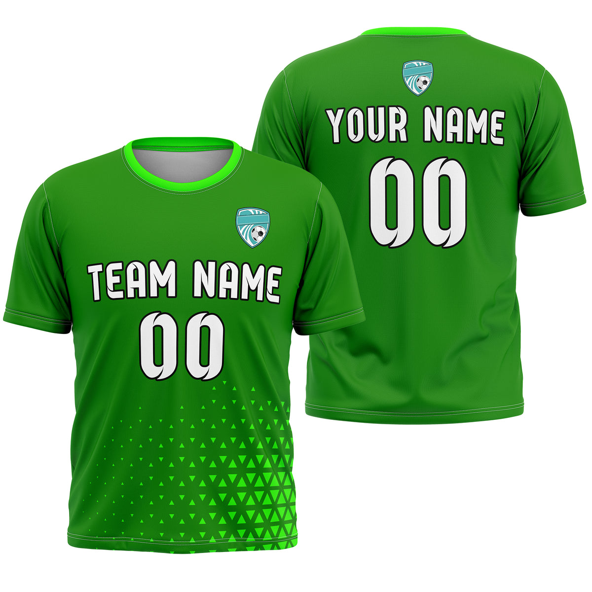 Custom Soccer R Side Pattern Green Tri-Edge Sports Tops Jersey