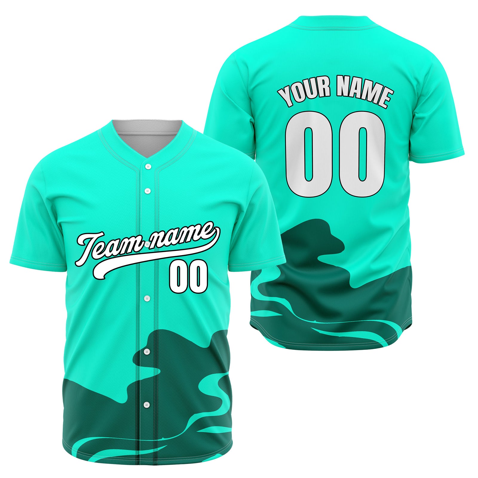 Custom Blue Baseball Wave Sports Jersey Personalized Uniform with Name & Number