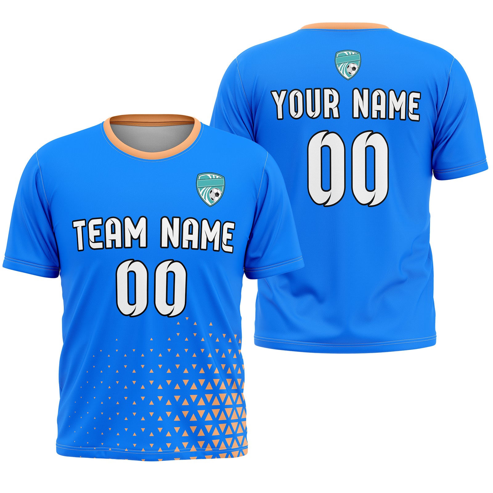 Custom Soccer R Side Pattern Blue Tri-Edge Sports Tops Jersey