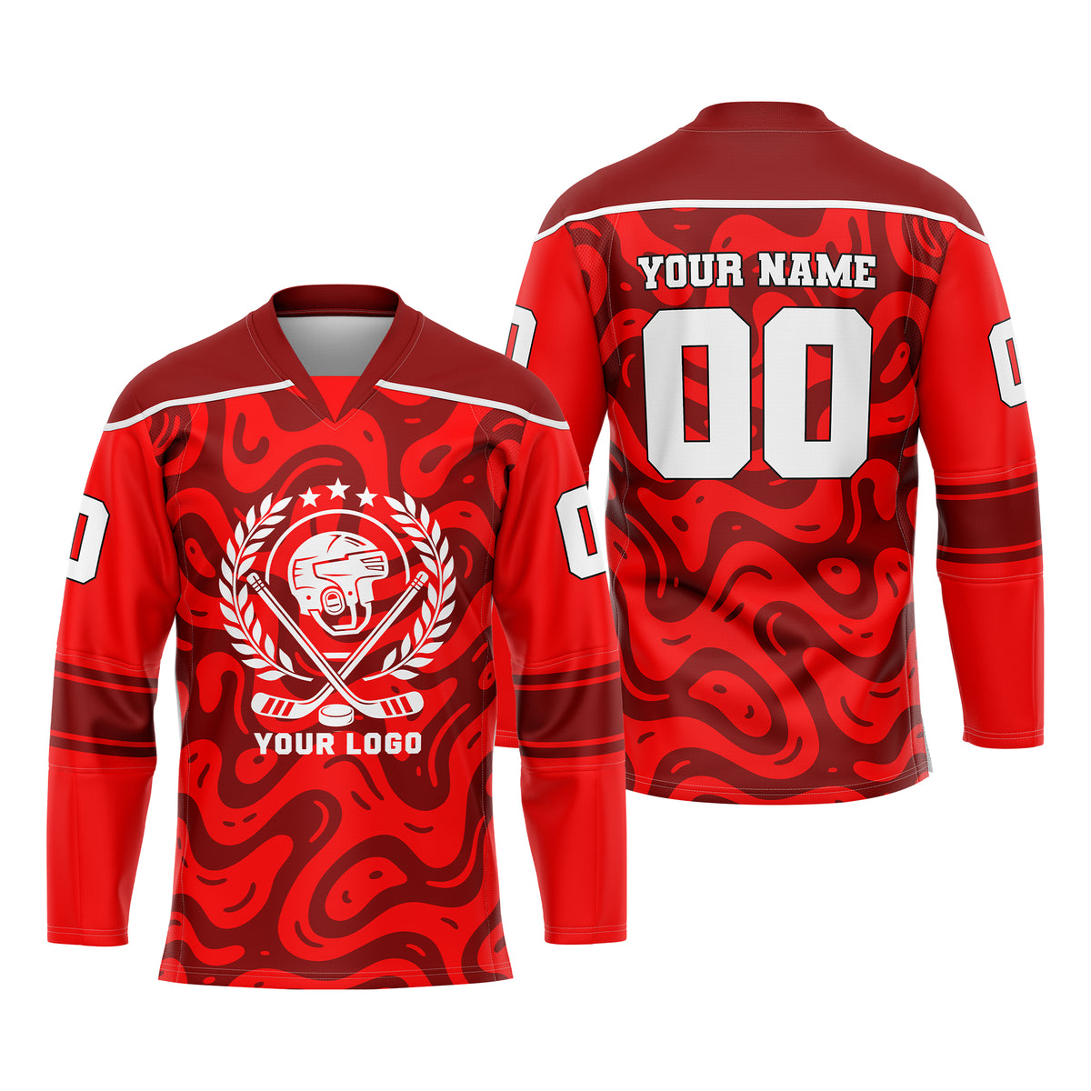 Custom Personalized D2 Abstract Pattern Ice Hockey Jersey with Name, Number & Team Logo