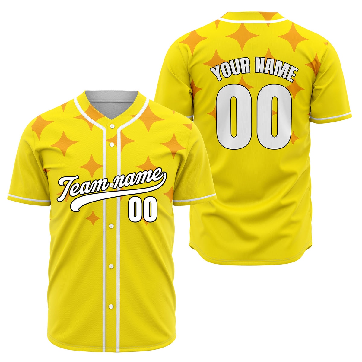 Custom Starlight Yellow Baseball Sports Jersey Personalized Uniform with Name &amp; Number