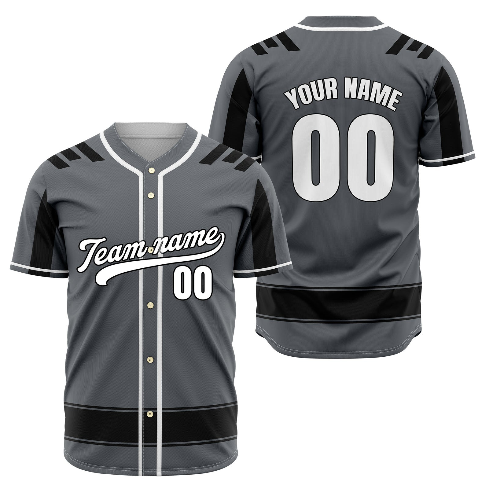 Custom Radiant Strike Dark Grey Raglan Style Baseball Sports Jersey Personalized Uniform with Name & Number