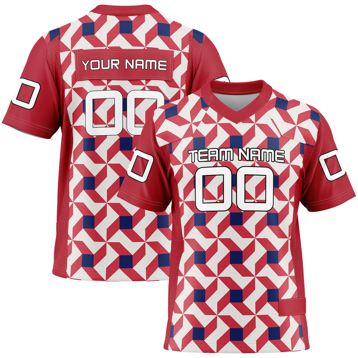 Custom Elite Red Graffiti Print Mesh Authentic Football Jersey