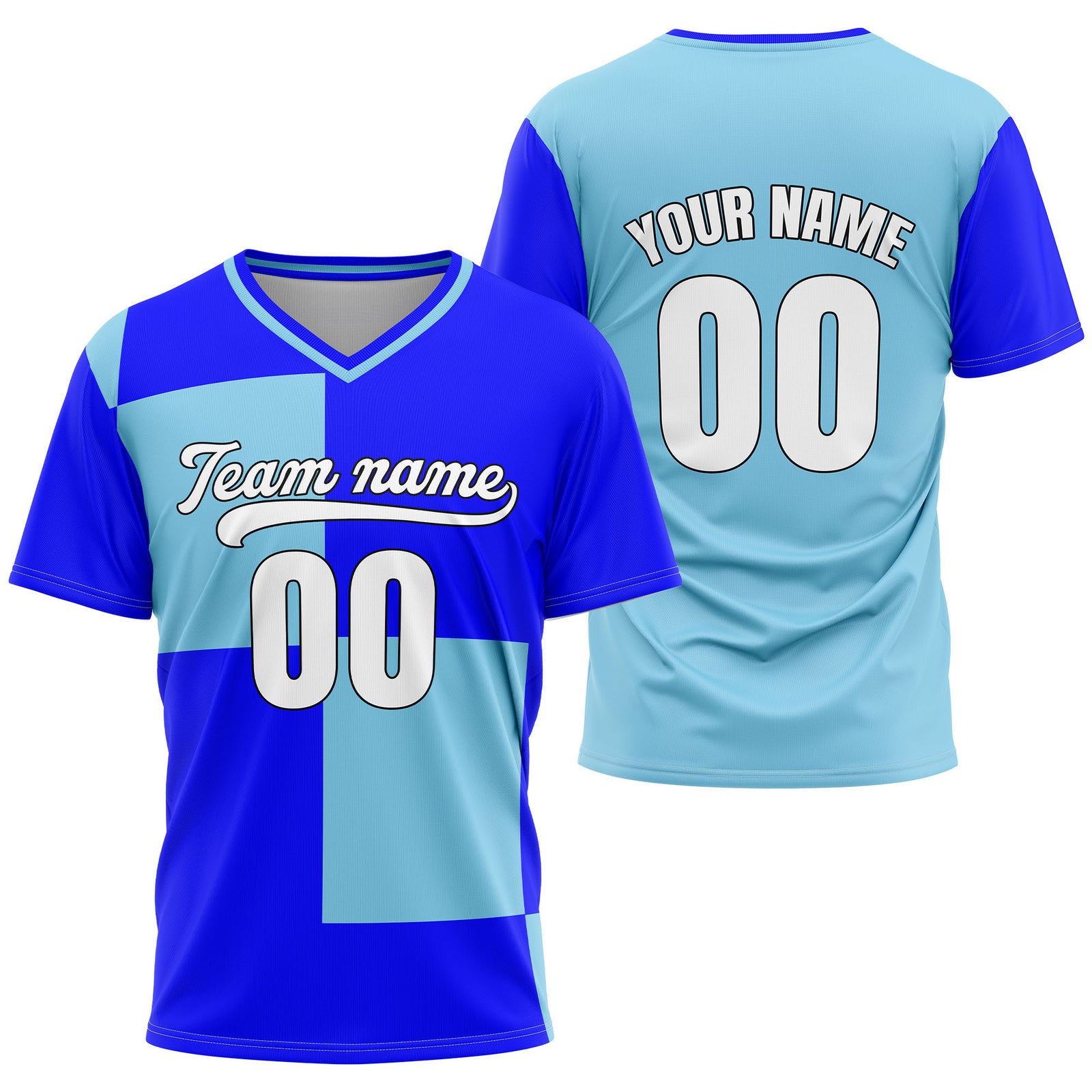 Custom Apex Colorblock Blue Baseball Sports Jersey Personalized Uniform with Name & Number