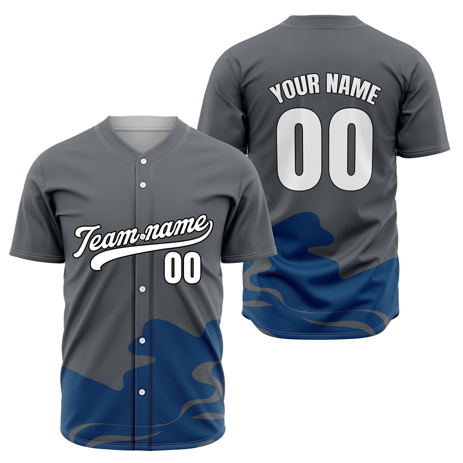Custom Blue Baseball Wave Sports Jersey Personalized Uniform with Name & Number