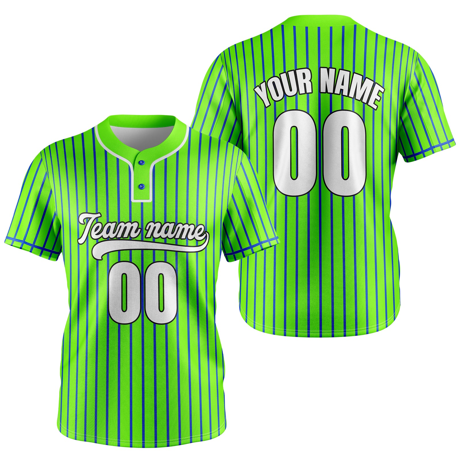 Custom Pinstripe Baseball Neon Green Sports Jersey Personalized Uniform with Name & Number