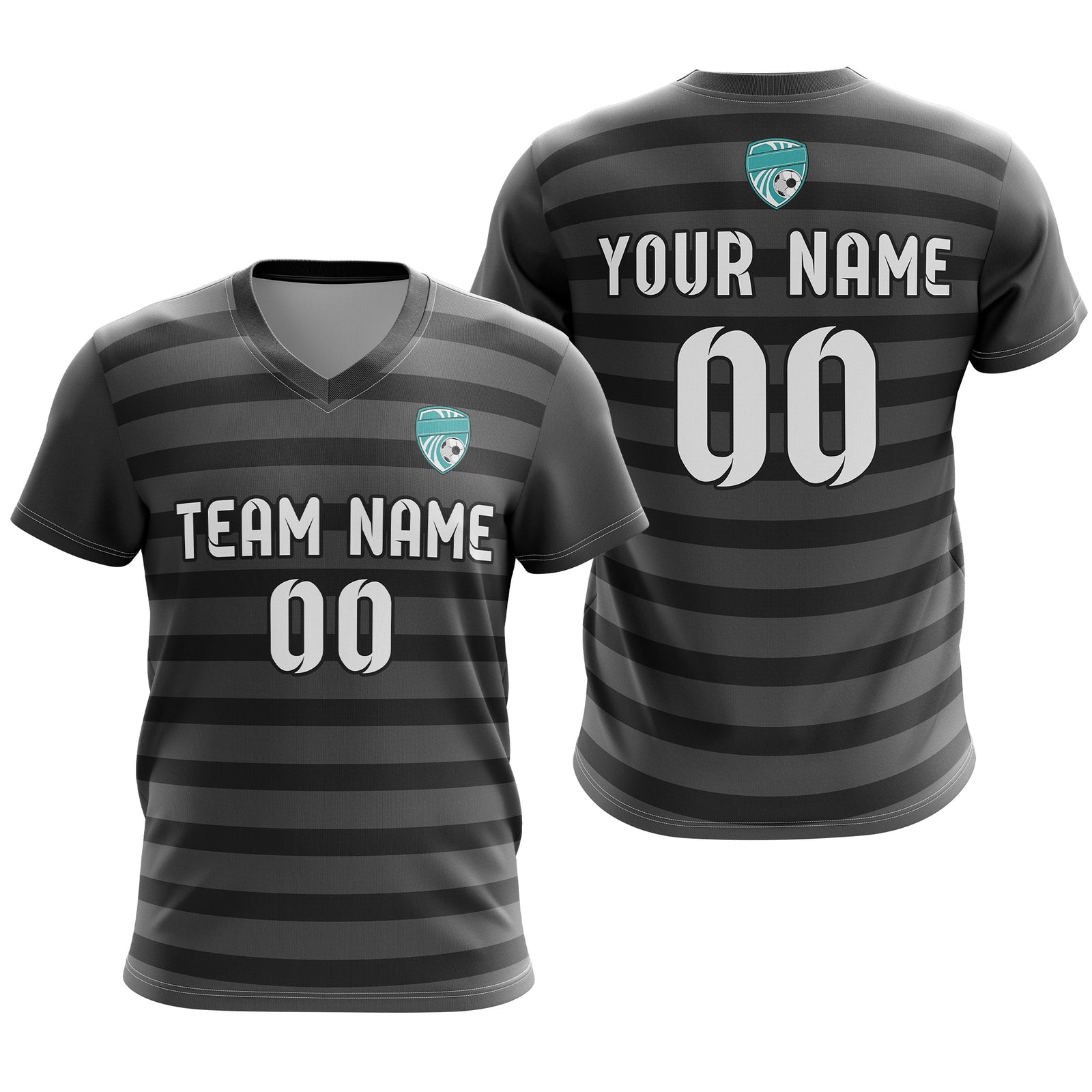 Custom Royal Stripe V-Neck Dark Grey Sport Tops Jersey