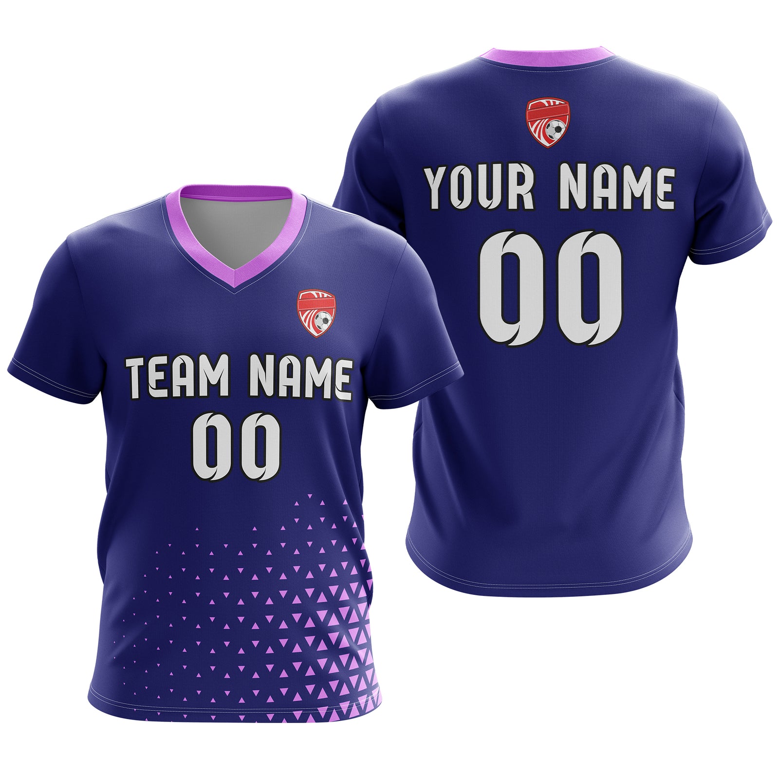 Custom Tri-Edge V-Side Pattern Purple Soccer Sport Tops Jersey