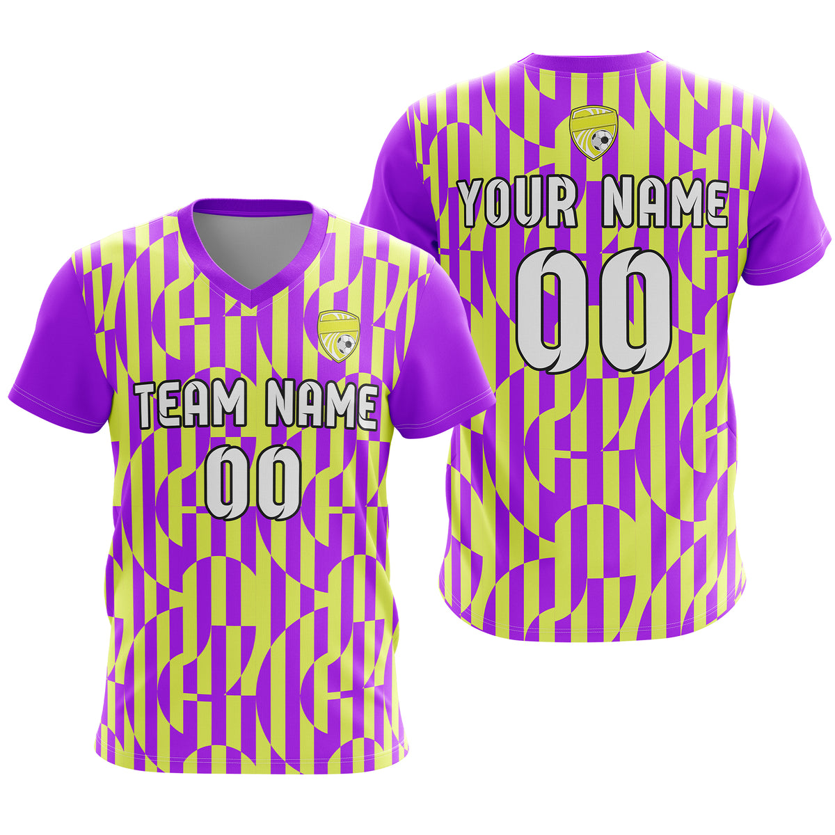 Custom Pulse Grid V-Full Pattern  Soccer Purple Sport Tops Jersey