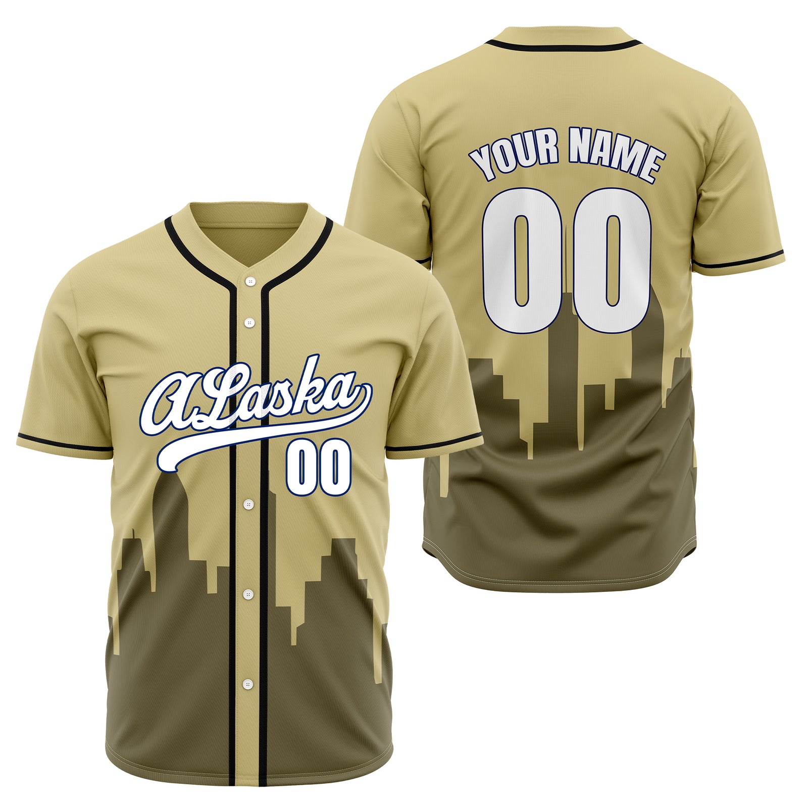 Custom City Horizon Khaki  Baseball Sports Jersey Personalized Uniform with Name & Number