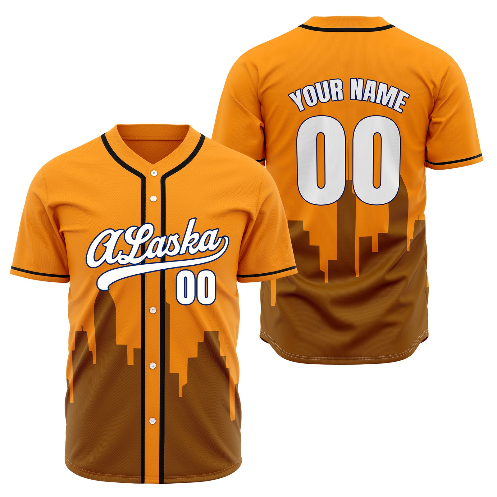 Custom City Horizon Orange Baseball Sports Jersey Personalized Uniform with Name & Number