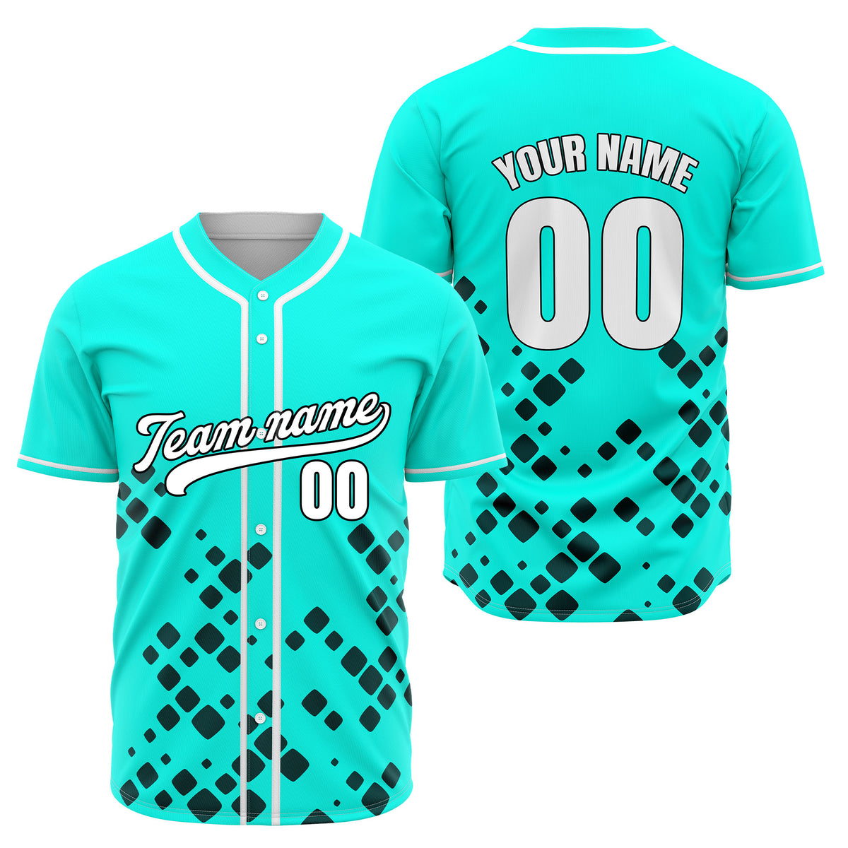 Custom Shadow Spark Aqua Baseball Sports Jersey Personalized Uniform with Name &amp; Number
