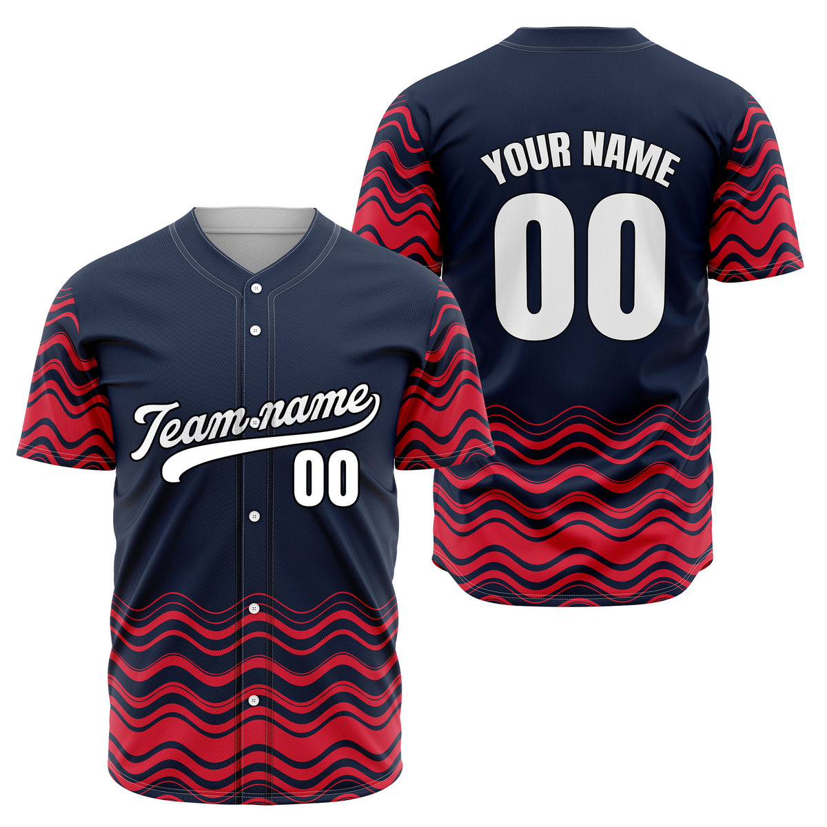 Custom Orange Baseball Wave Sports Jersey Personalized Uniform with Name & Number