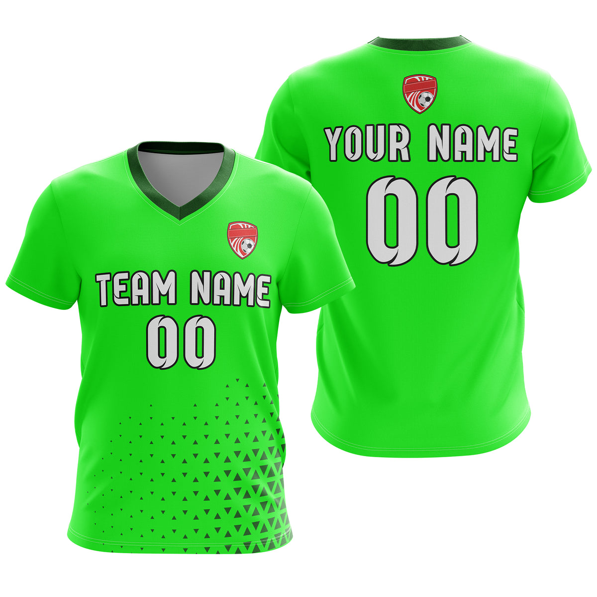 Custom Tri-Edge V-Side Pattern Neon Green Soccer Sport Tops Jersey