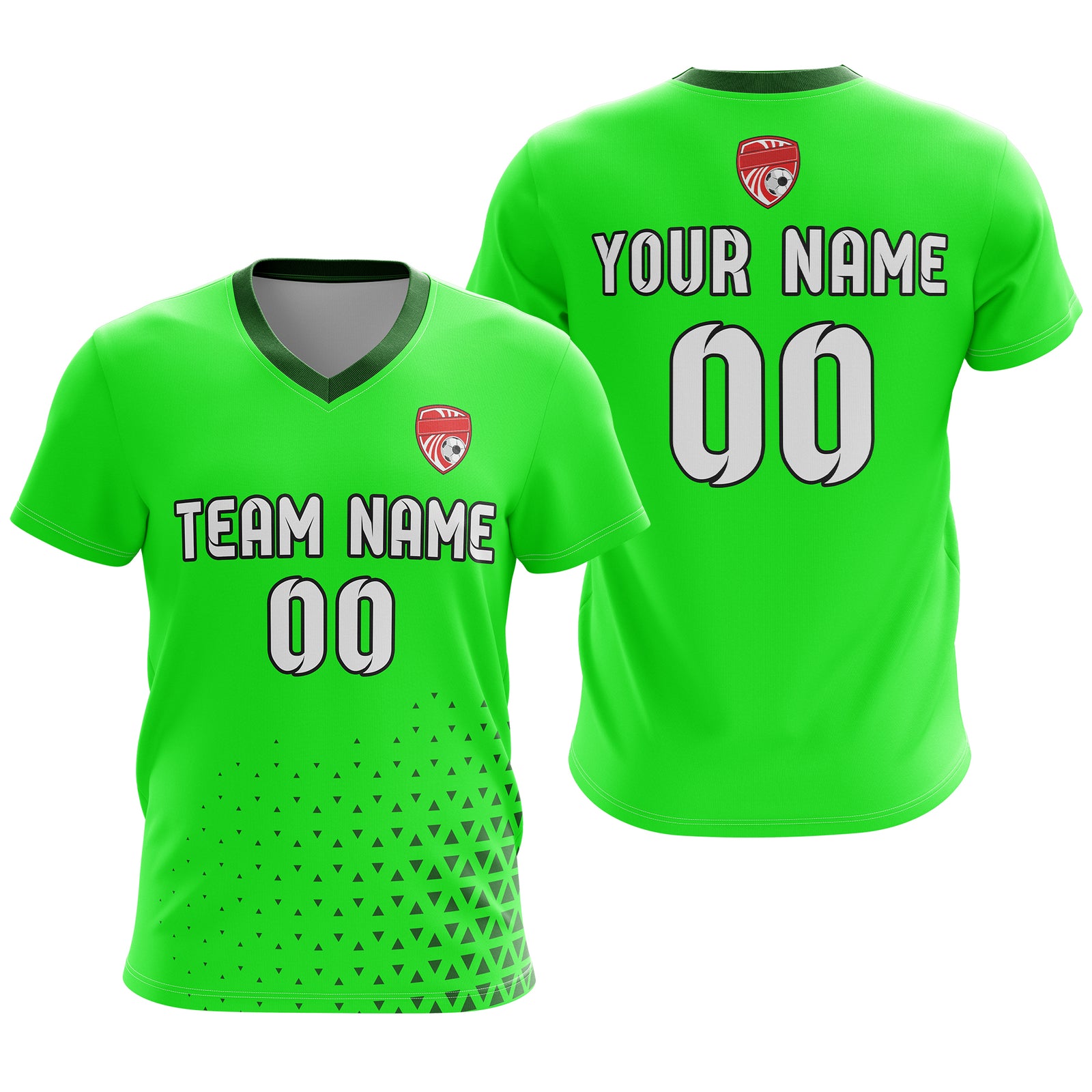 Custom Tri-Edge V-Side Pattern Neon Green Soccer Sport Tops Jersey