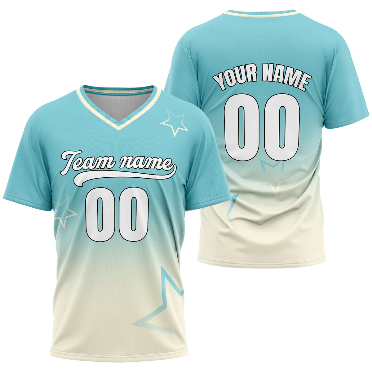 Custom Star Gradient Baseball White Sports Jersey Personalized Uniform with Name & Number