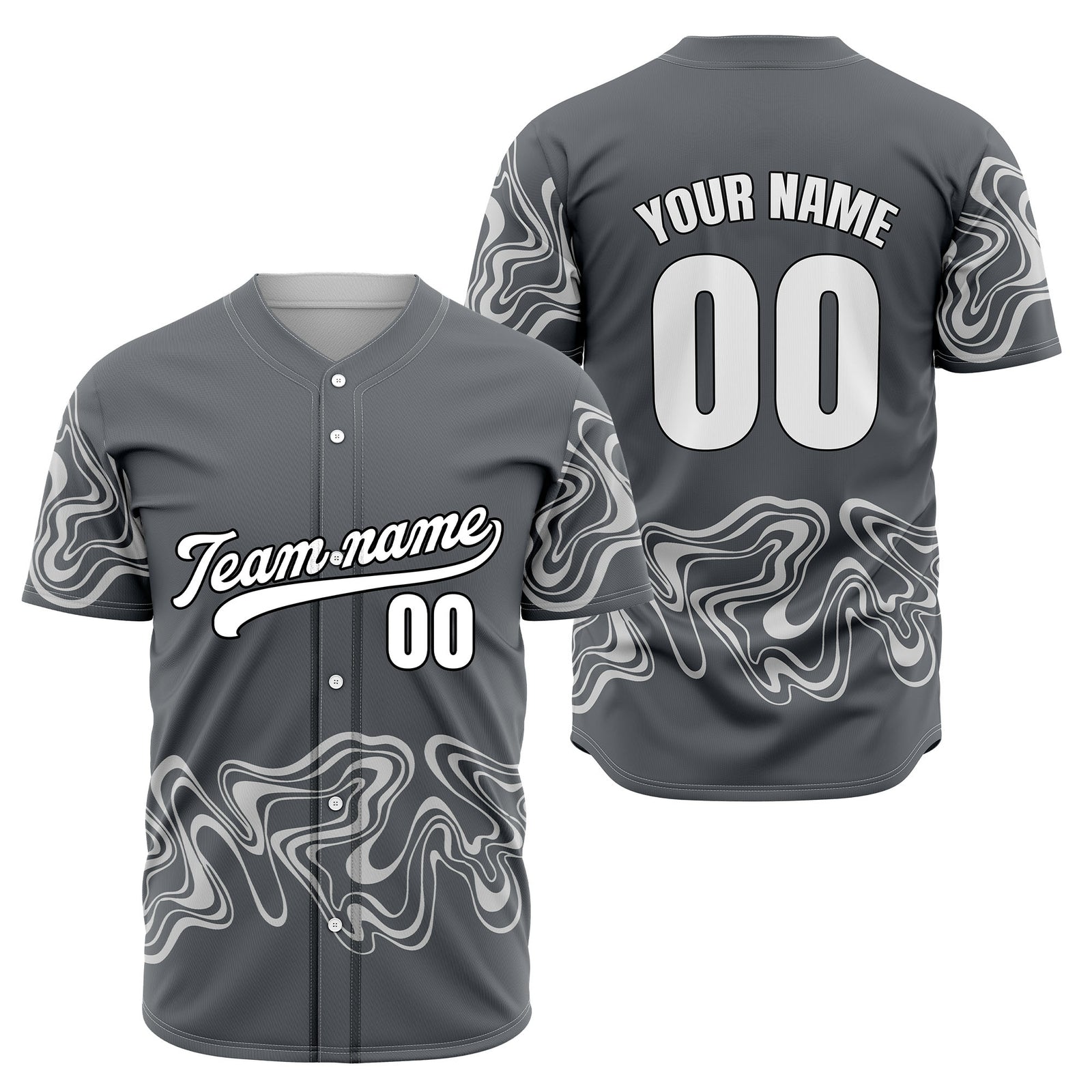 Custom Dark Grey Baseball Wave Sports Jersey Personalized Uniform with Name & Number