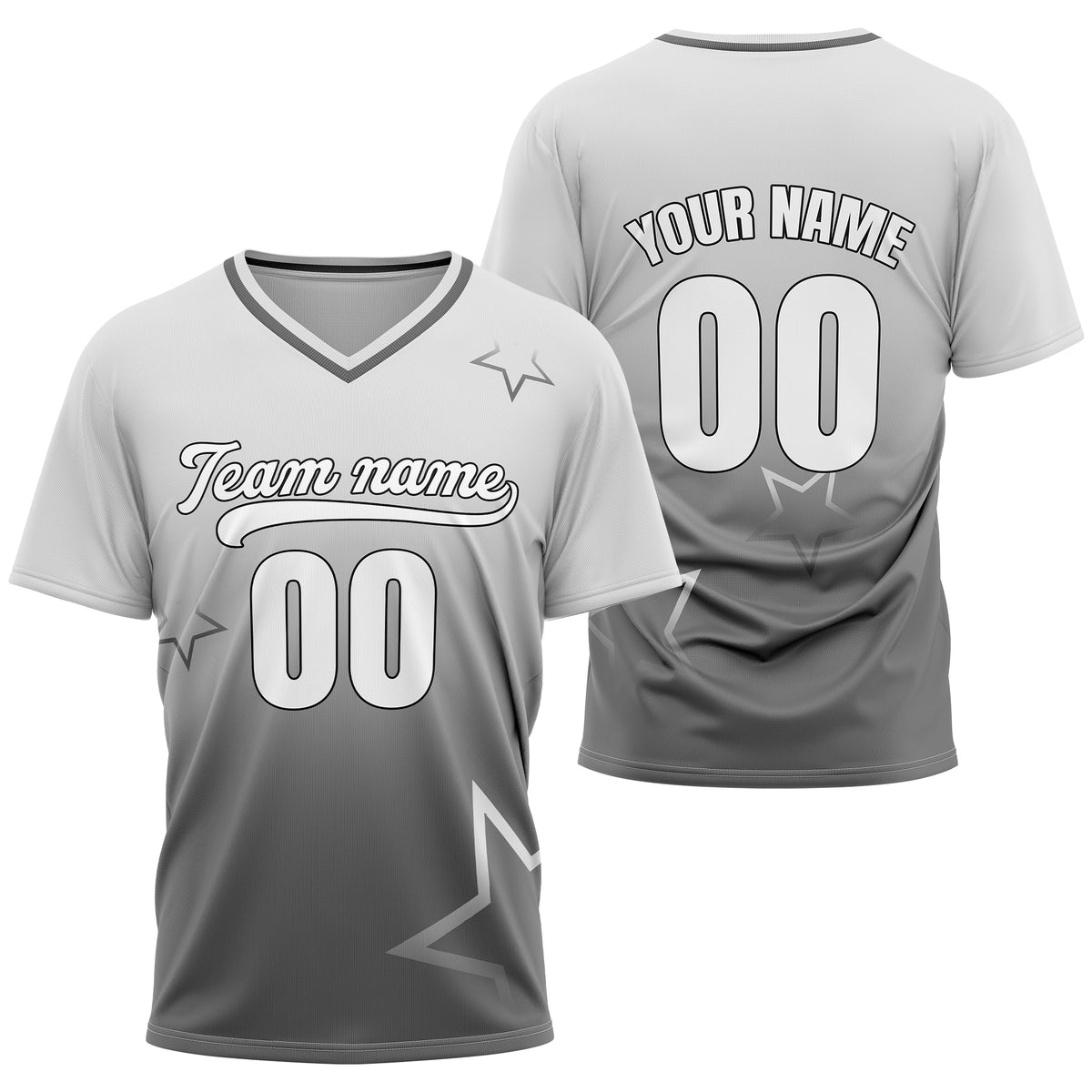 Custom Star Gradient Baseball Grey Sports Jersey Personalized Uniform with Name &amp; Number