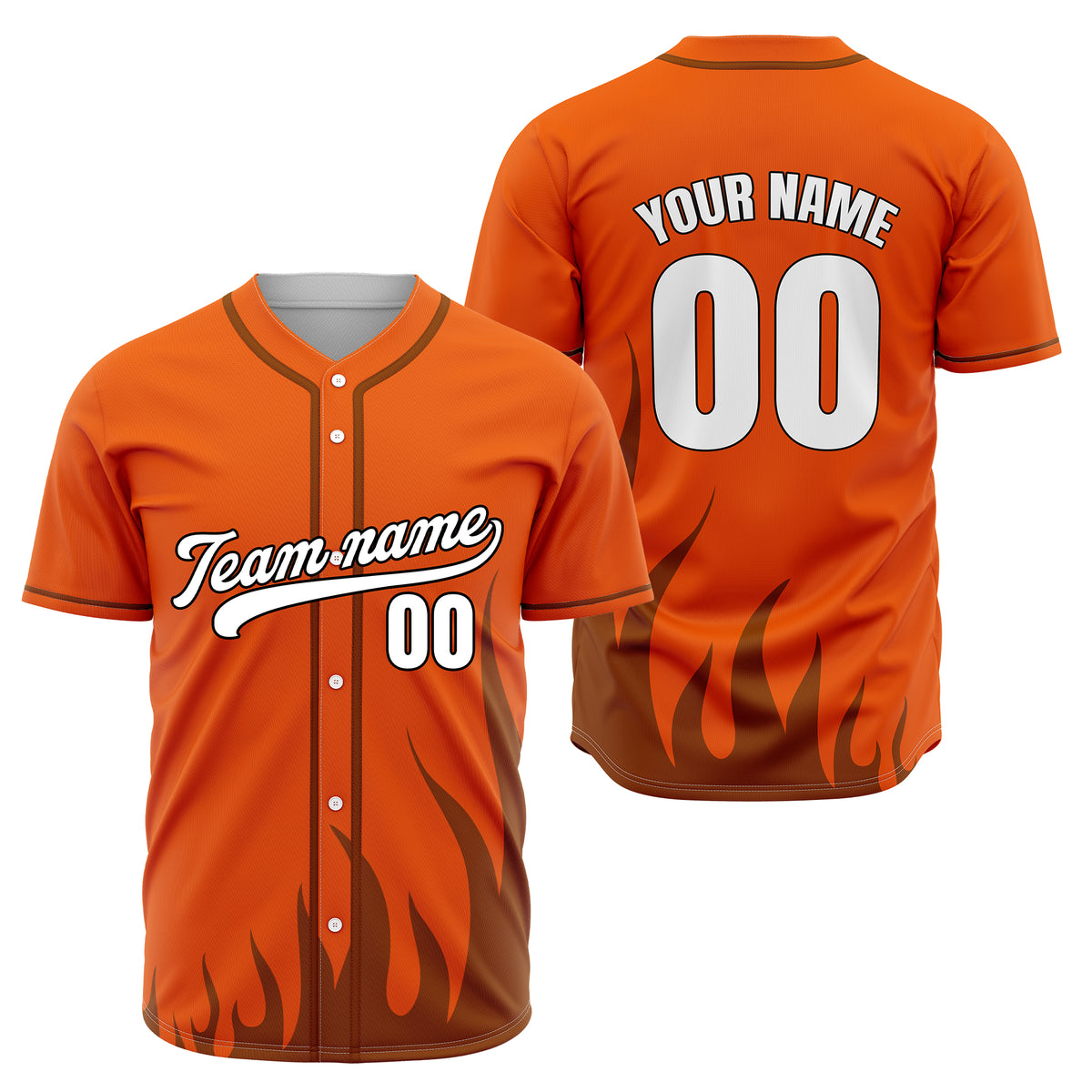 Custom Fire Pulse Orange Baseball Sports Jersey Personalized Uniform with Name &amp; Number