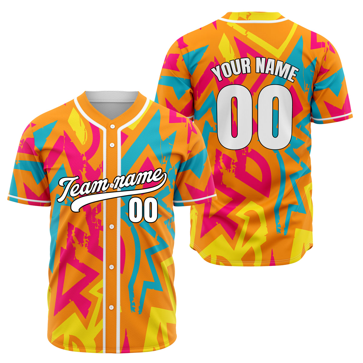 Custom Splash Orange Baseball Sports Jersey Personalized Uniform with Name &amp; Number