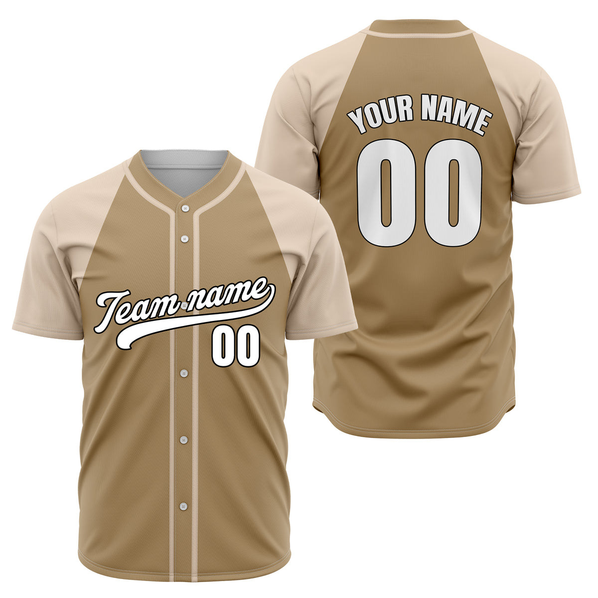 Custom Baseline Baseball Khaki Sports Jersey Personalized Uniform with Name &amp; Number