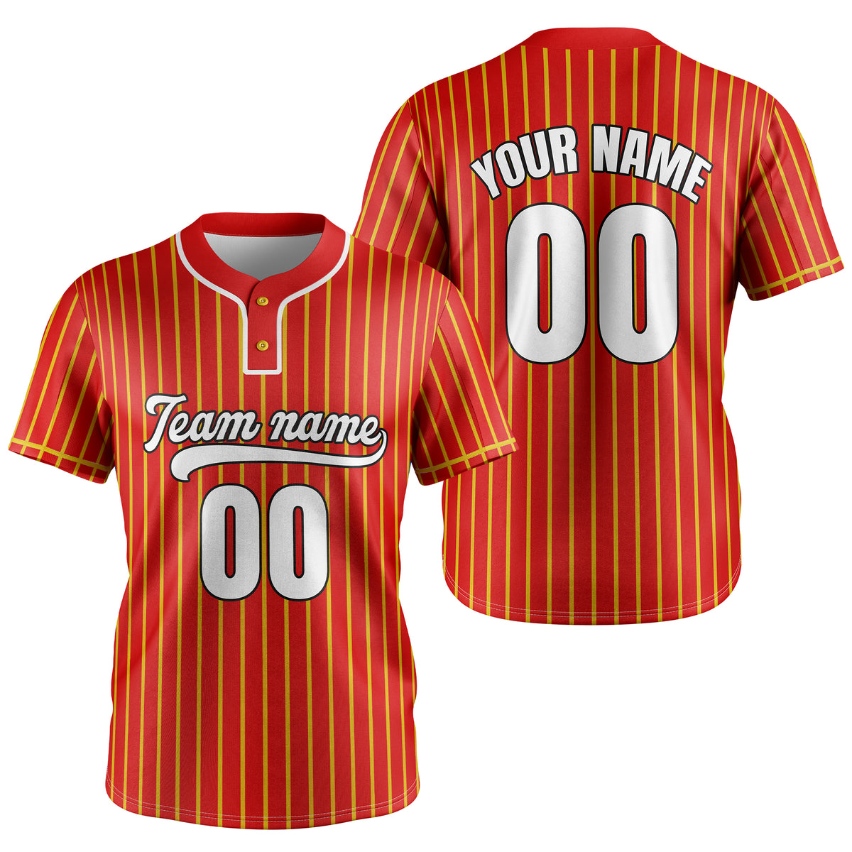 Custom Pinstripe Baseball Red Sports Jersey Personalized Uniform with Name &amp; Number