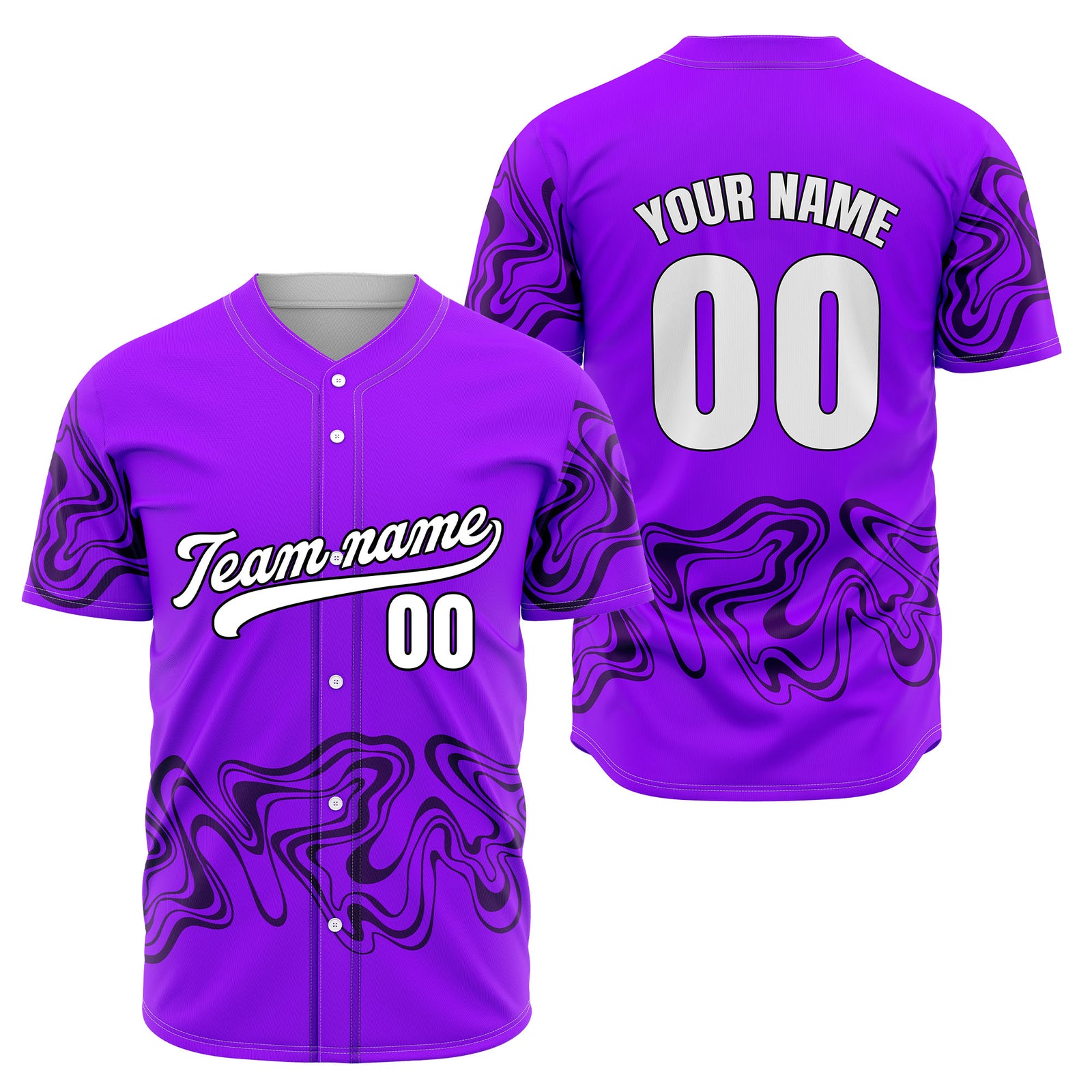 Custom Purple Baseball Wave Sports Jersey Personalized Uniform with Name & Number