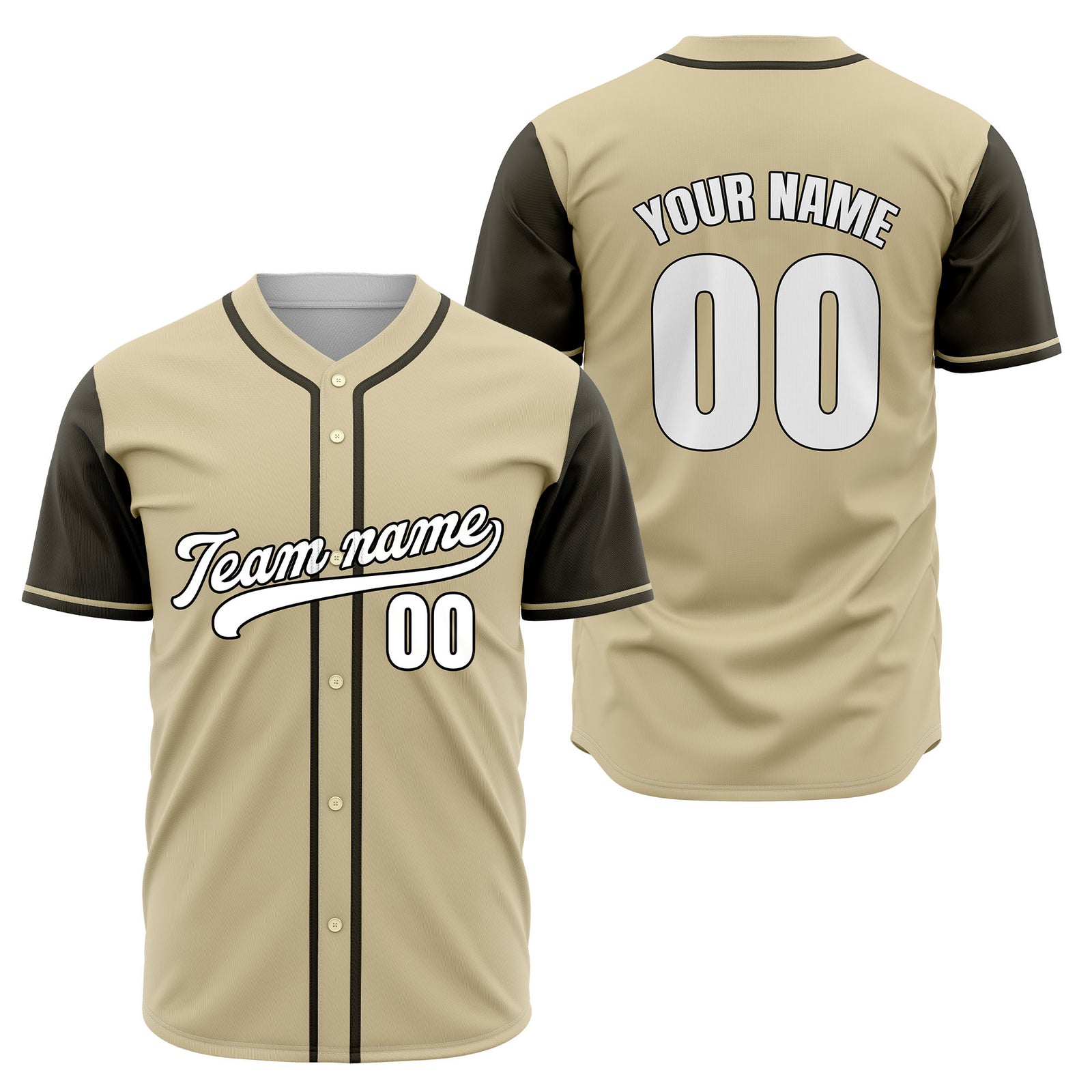 Custom Crimson Khaki Raglan Style Baseball Sports Jersey Personalized Uniform with Name & Number