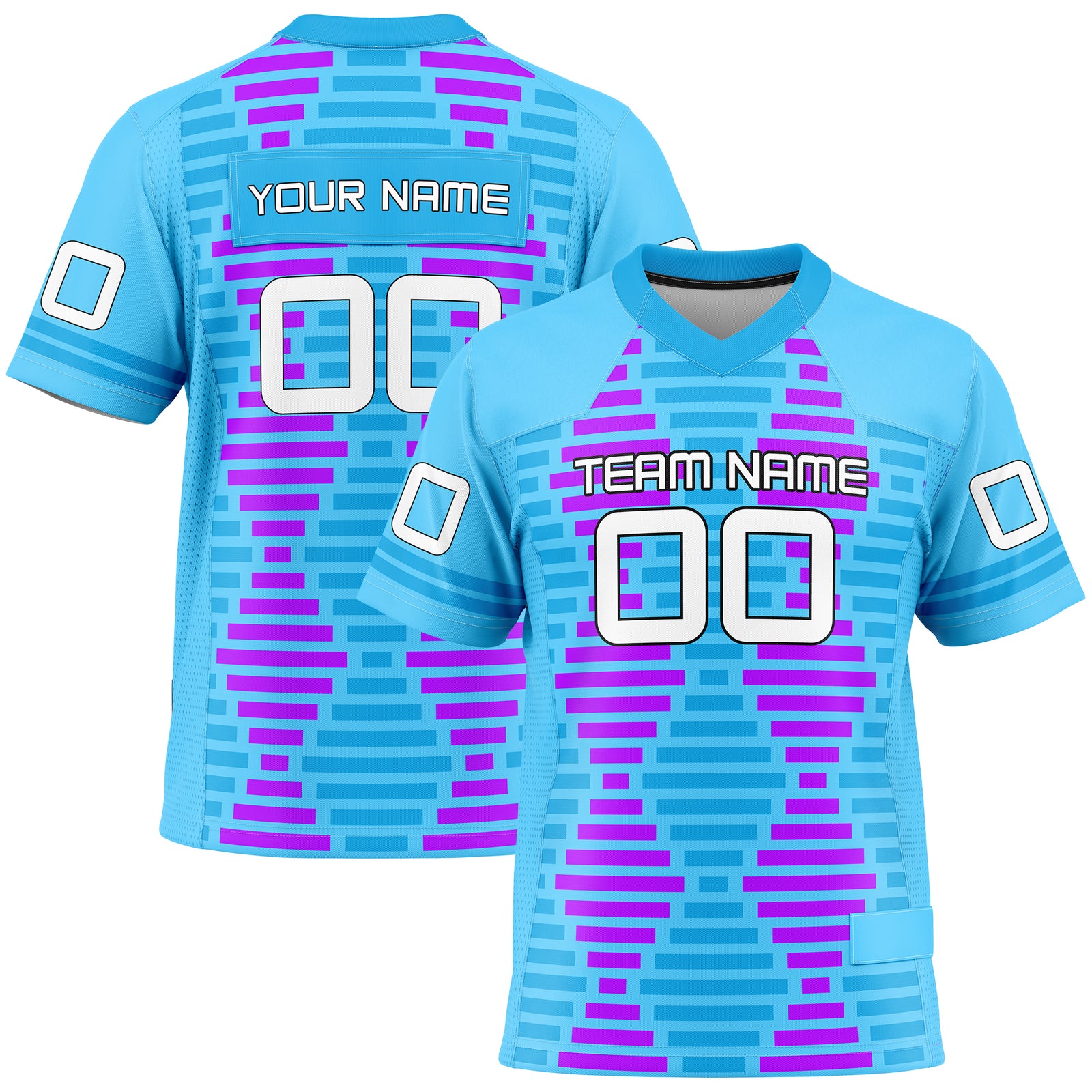 Custom Elite Blue Graphti Pattern Flag Football Jersey