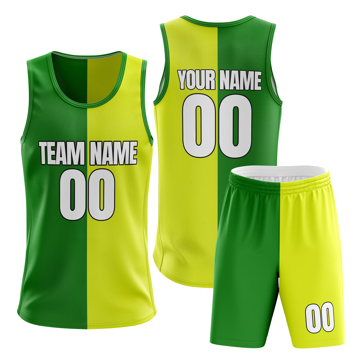Custom Elite Split Fashion Set Green Basketball Jersey