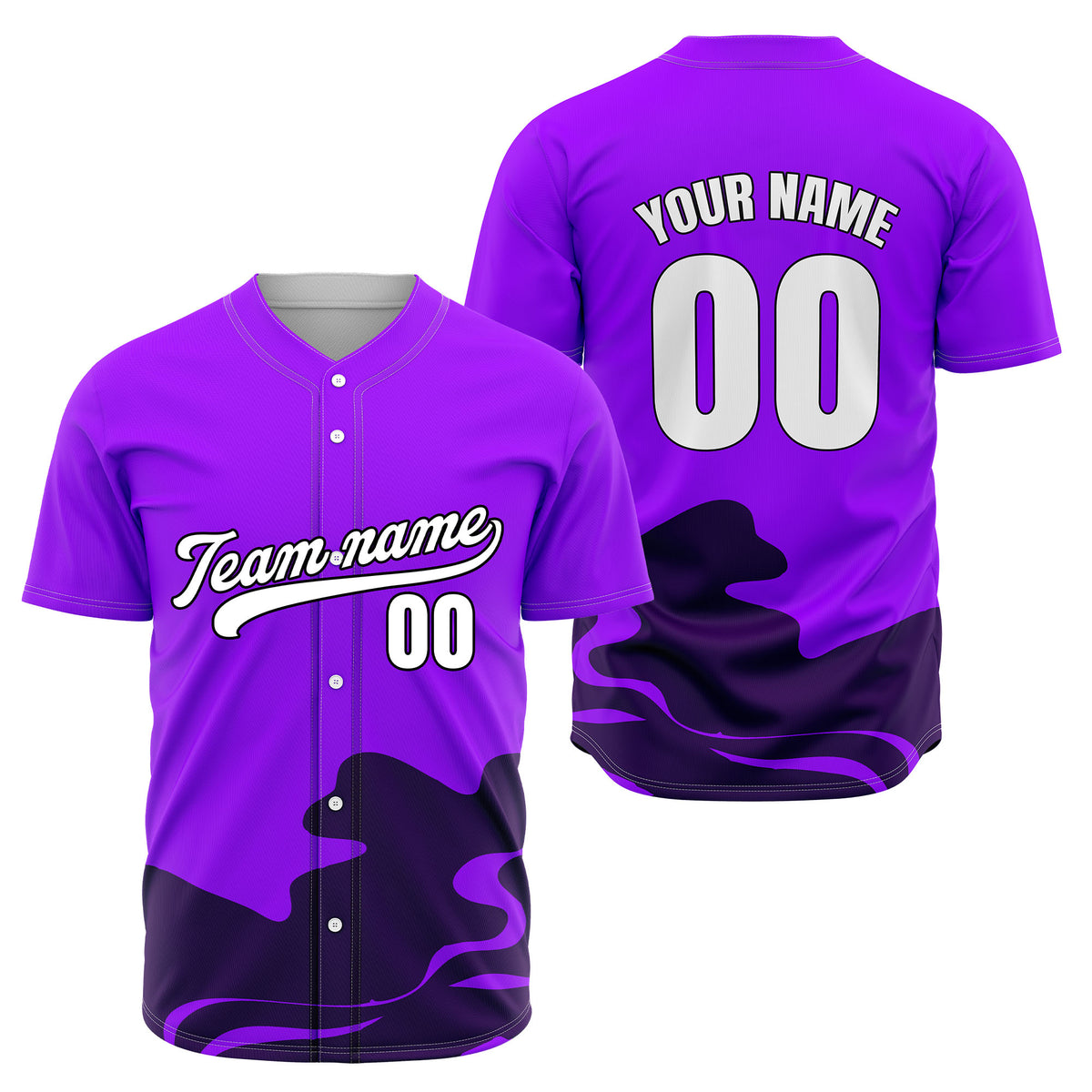 Custom Purple Baseball Wave Sports Jersey Personalized Uniform with Name &amp; Number