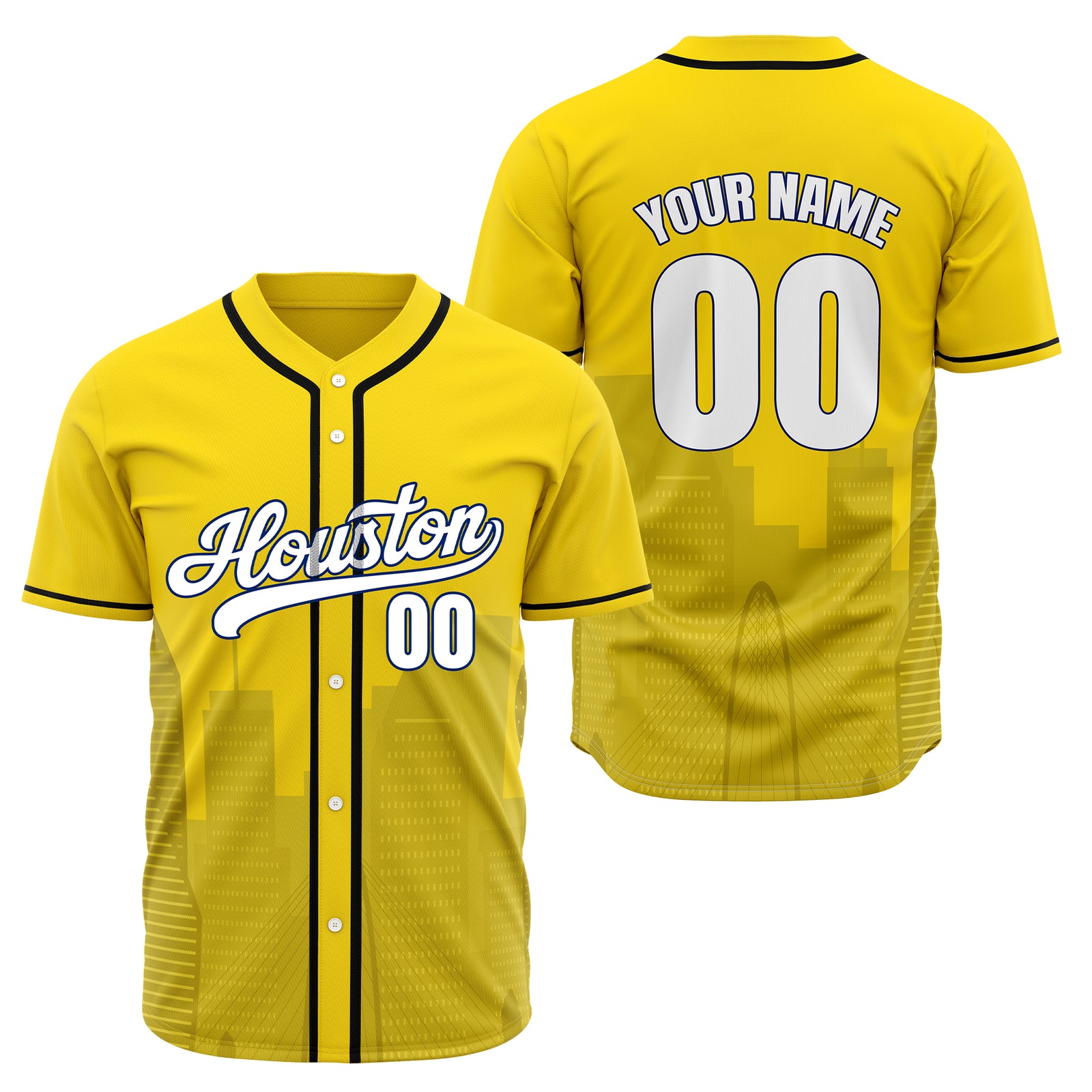 Custom City Pulse Yellow Baseball Sports Jersey Personalized Uniform with Name & Number