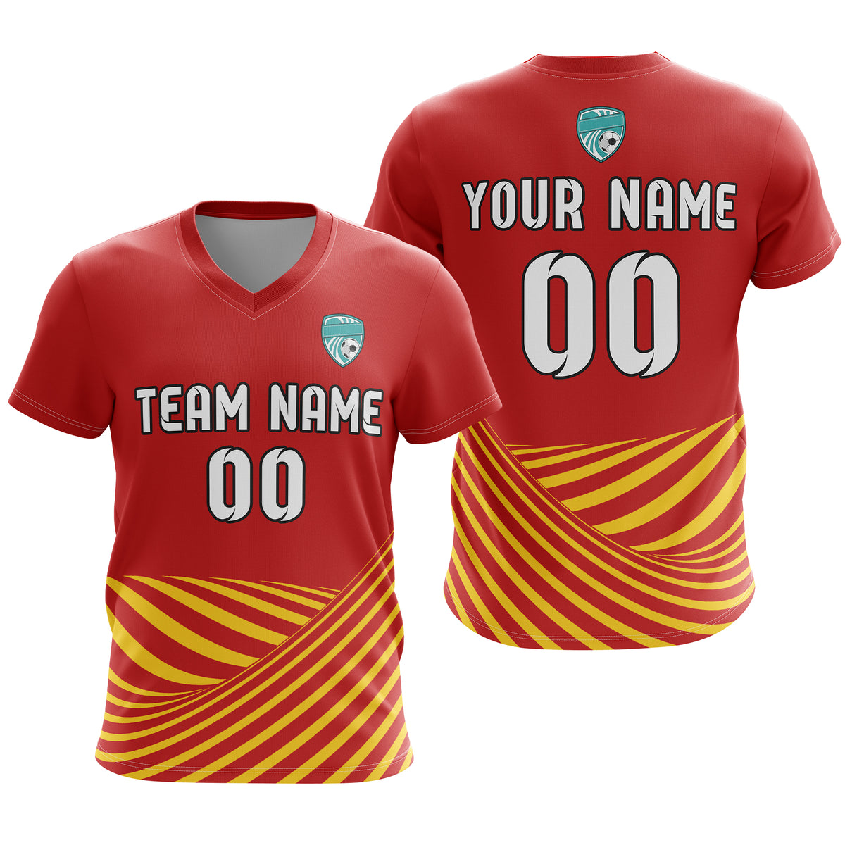 Custom WaveLine Stripe V-Neck Red Sport Tops Jersey
