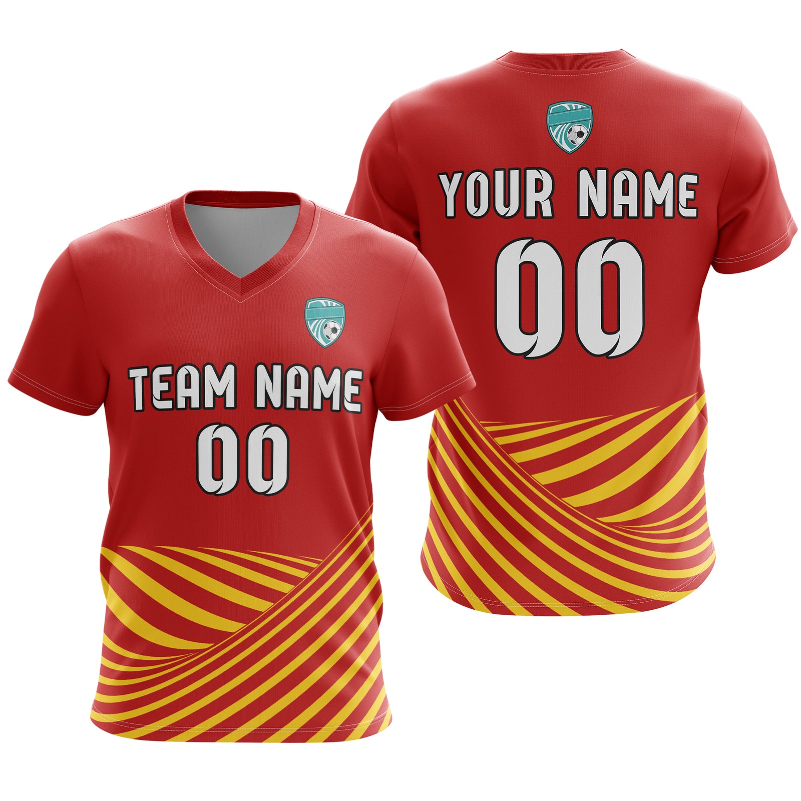 Custom WaveLine Stripe V-Neck Teal Sport Tops Jersey